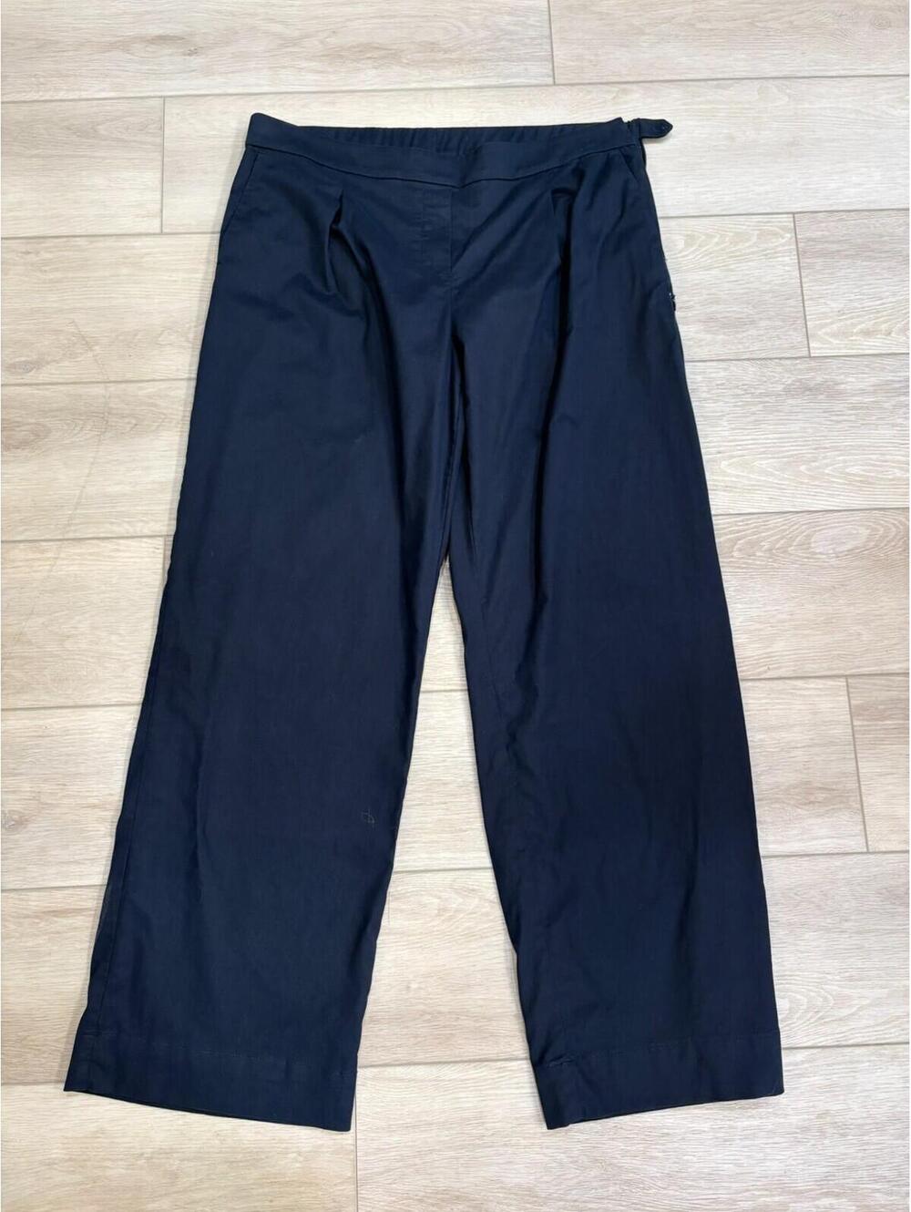 J Jill Womens Wide Leg Trouser Pants Navy Blue Size 14 Pockets Elastic Waist